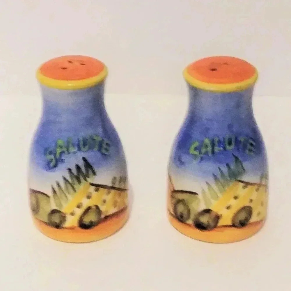 Handmade "Salute" Salt and Pepper Shaker Set